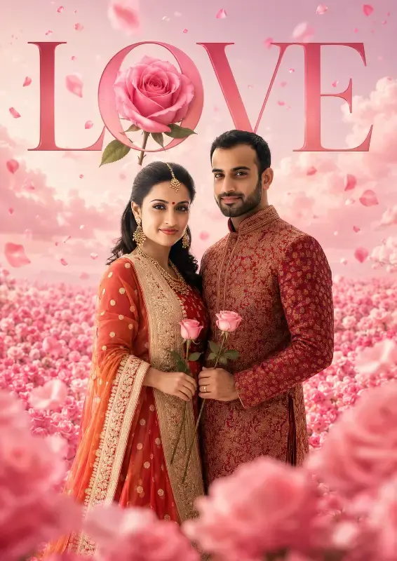 Custom Romantic Couple Poster with Photo Identity Lock