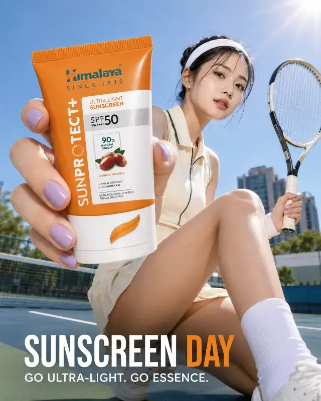 # Master AI Generation: Premium East Asian Sunscreen Tennis Ad Posters